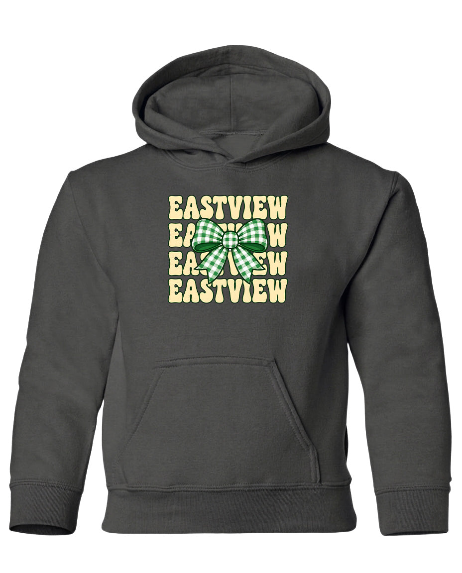 A gray hoodie with a graphic design on the front.