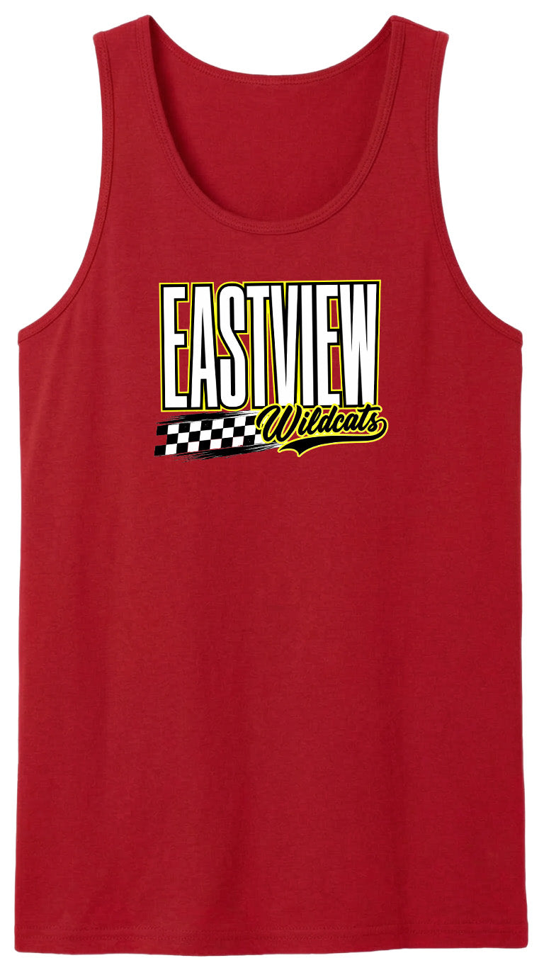 A red tank top with the text "EASTVIEW Wildcats" printed on it.