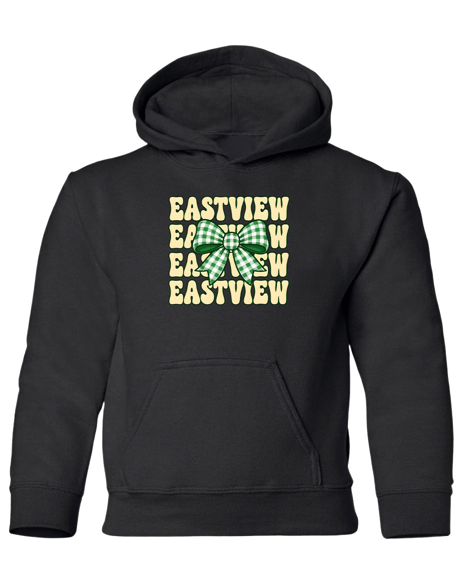 A black hoodie with a graphic design on the front.