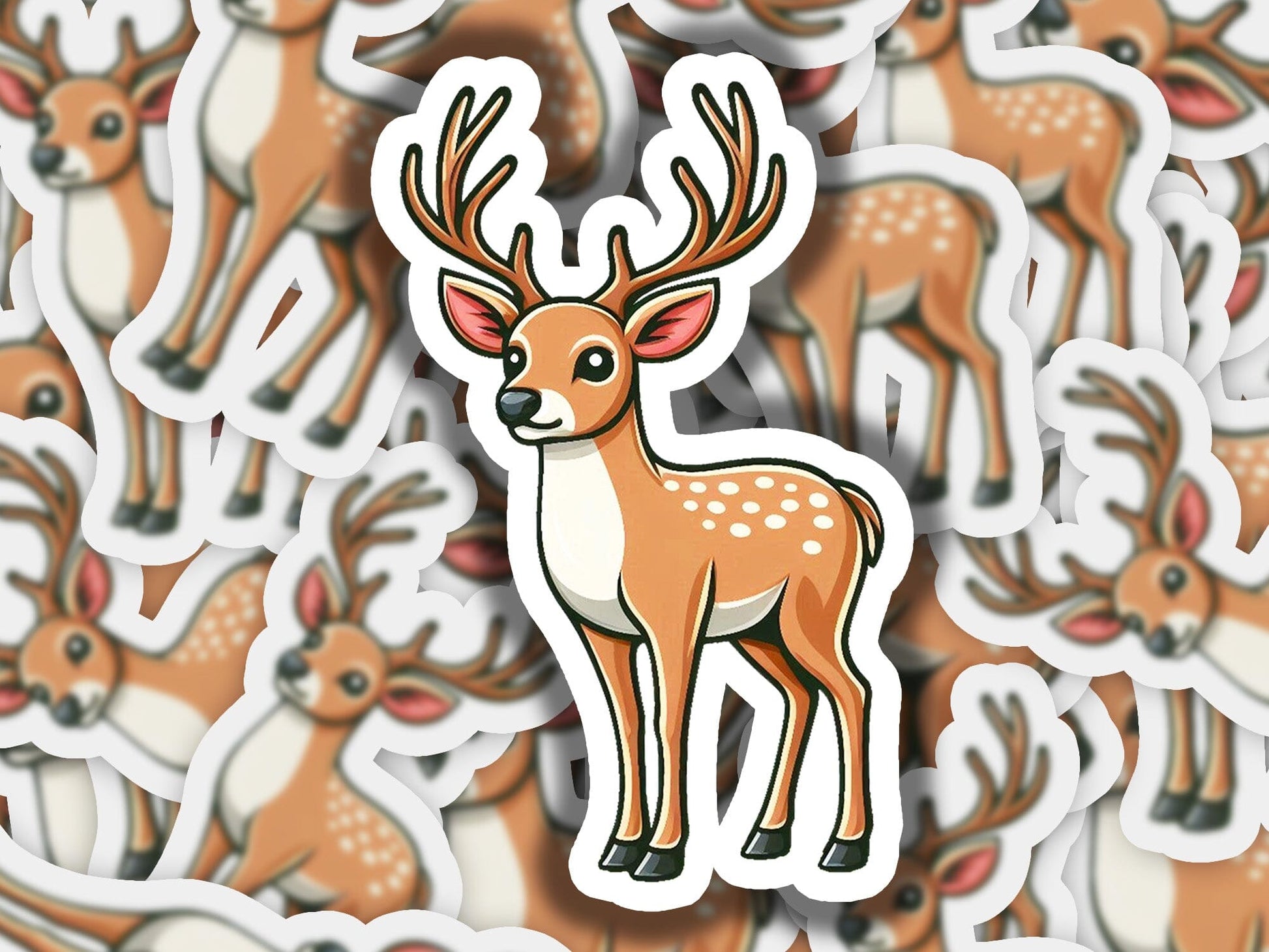 a bunch of deer stickers sitting on top of a table