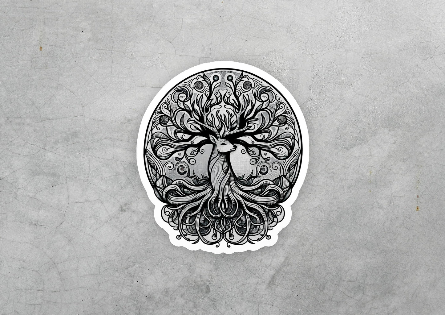 a sticker of a tree with a bird on it
