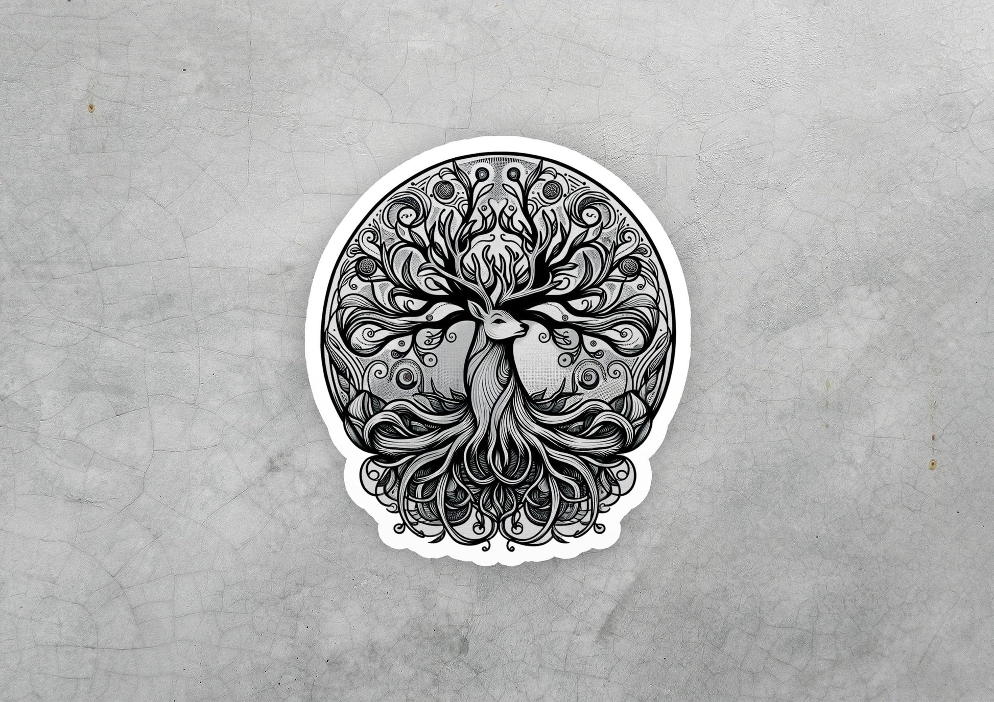 a sticker of a tree with a bird on it