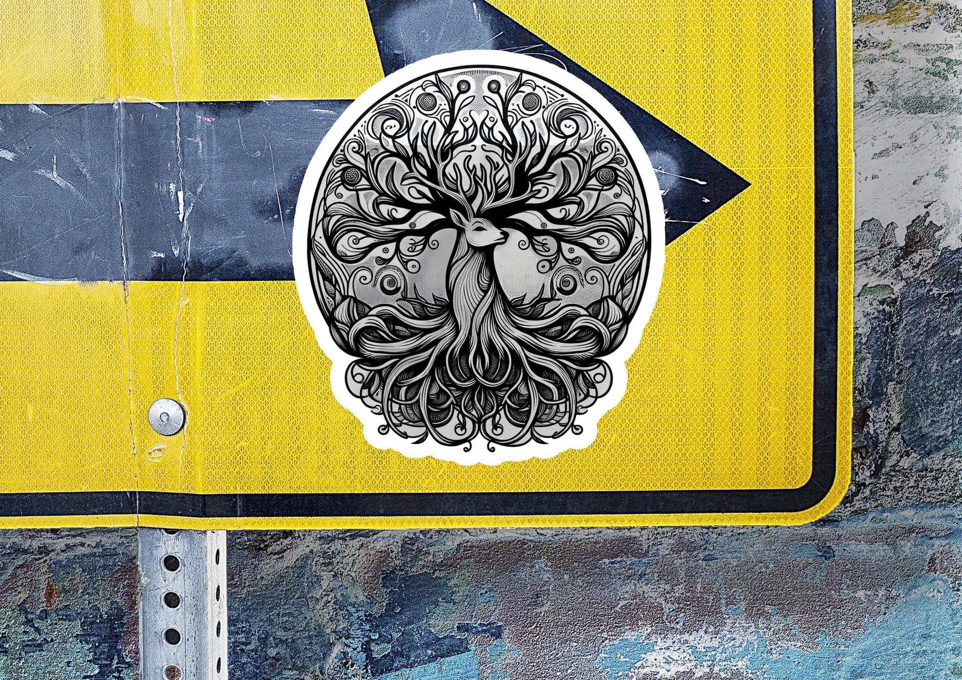 a street sign with a tree on it