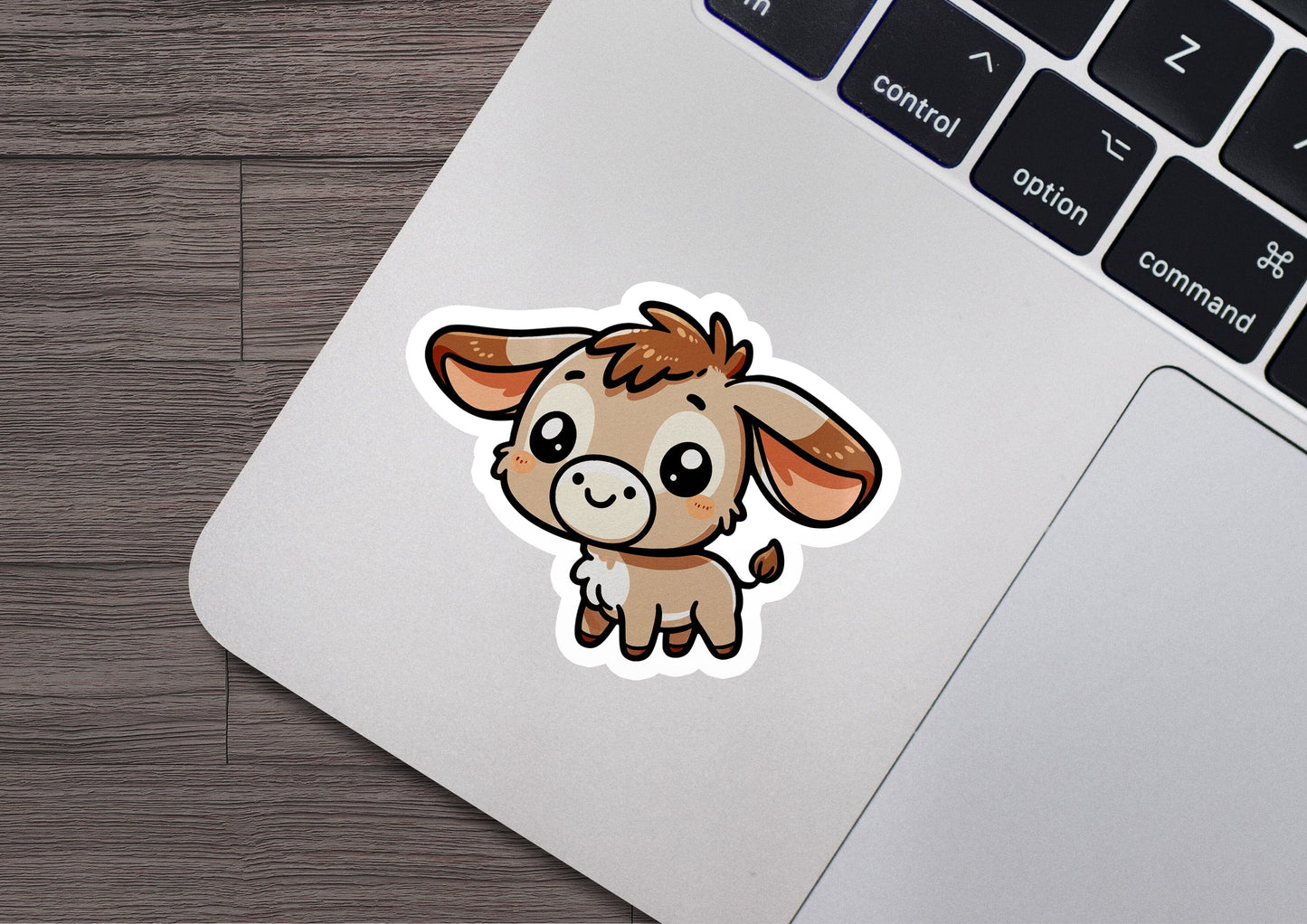 a sticker of a cow on a laptop