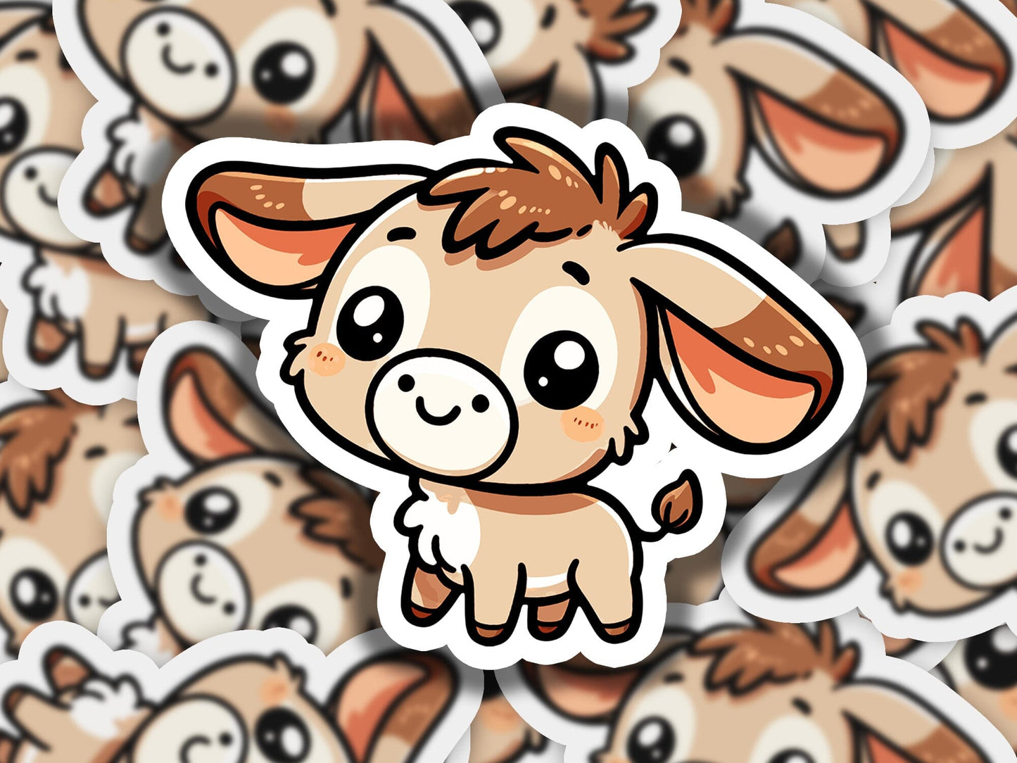 a sticker of a pig surrounded by other stickers