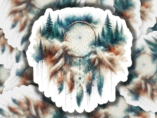 a picture of a dream catcher with trees in the background