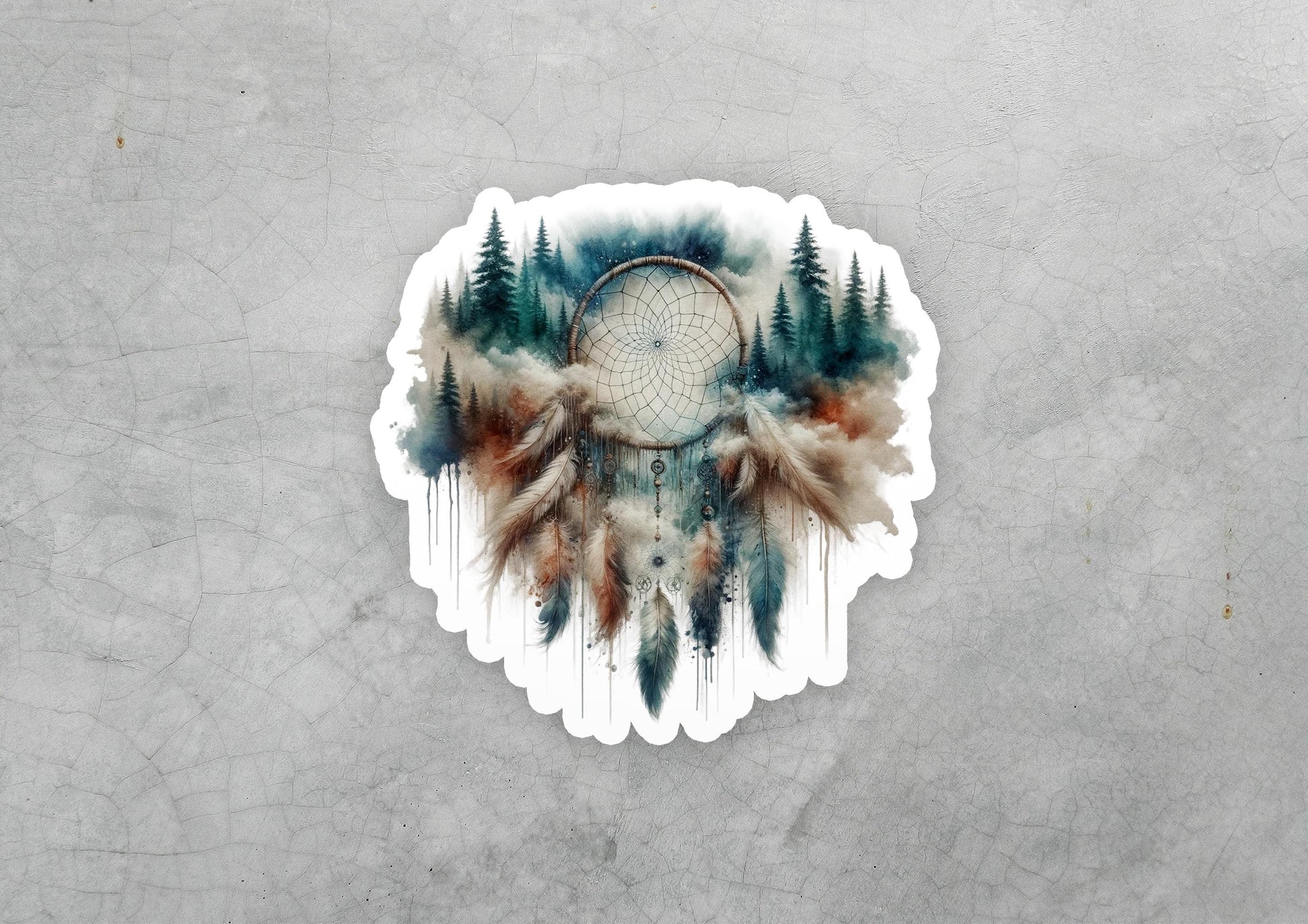 a sticker of a native american dream catcher
