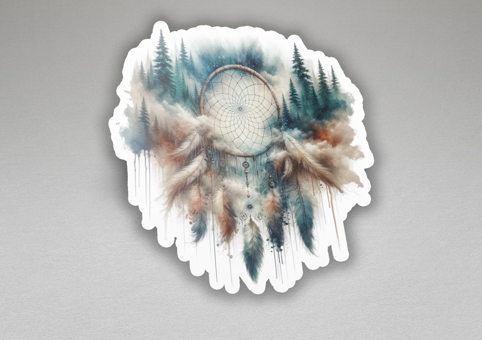 a picture of a dream catcher with trees on it