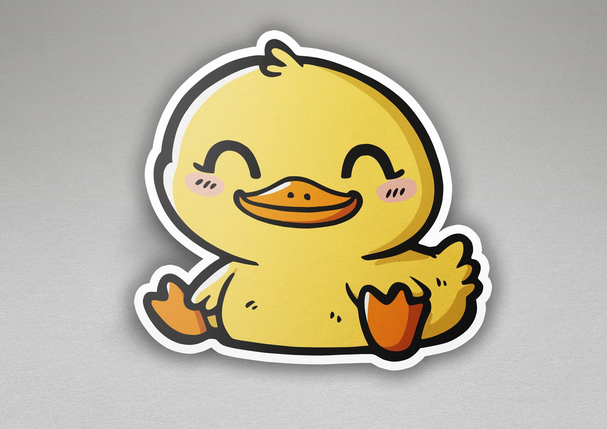 a sticker of a yellow rubber duck