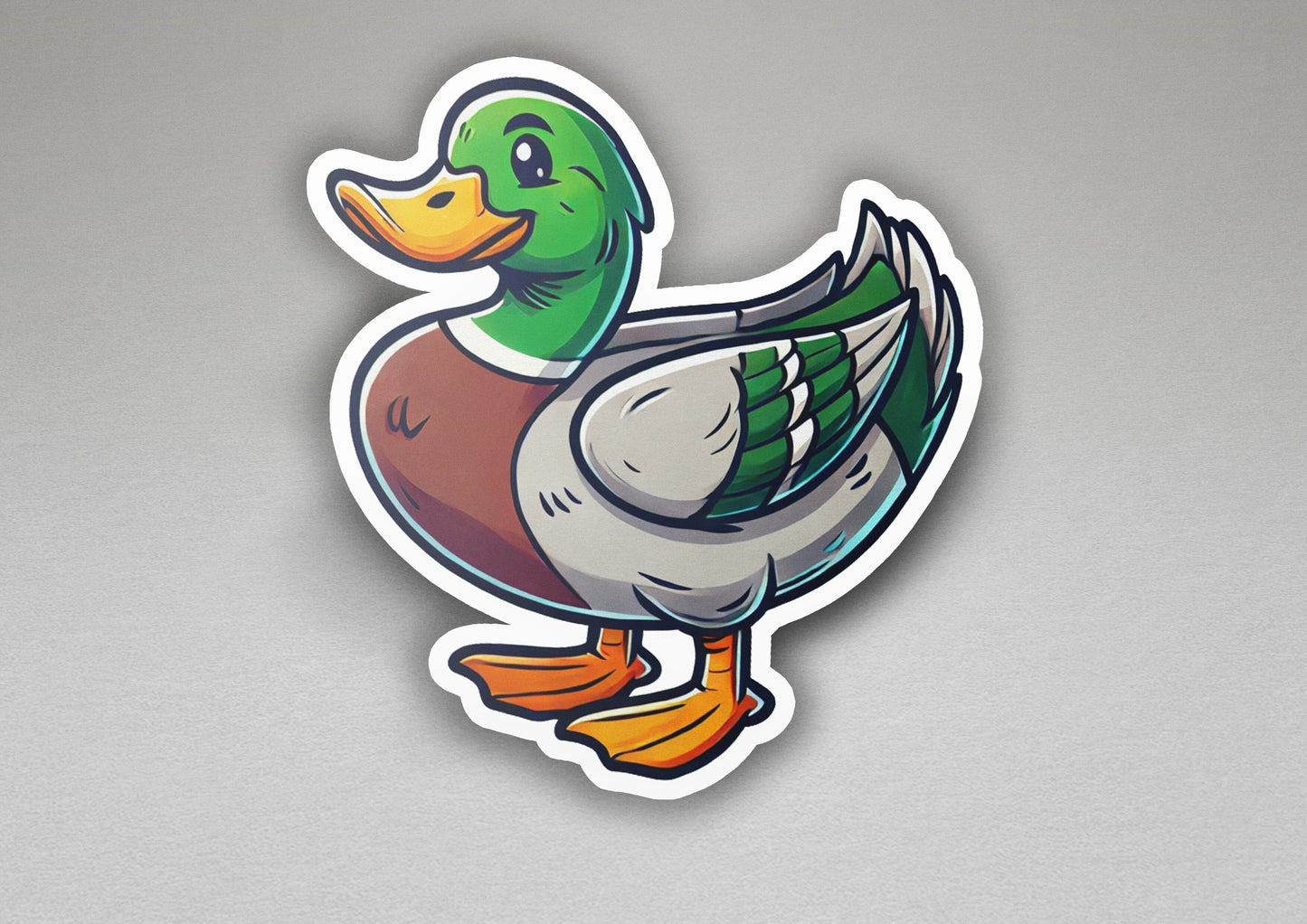 a sticker of a duck on a gray background