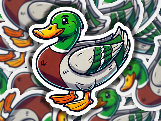 a duck sticker sitting on top of a pile of ducks