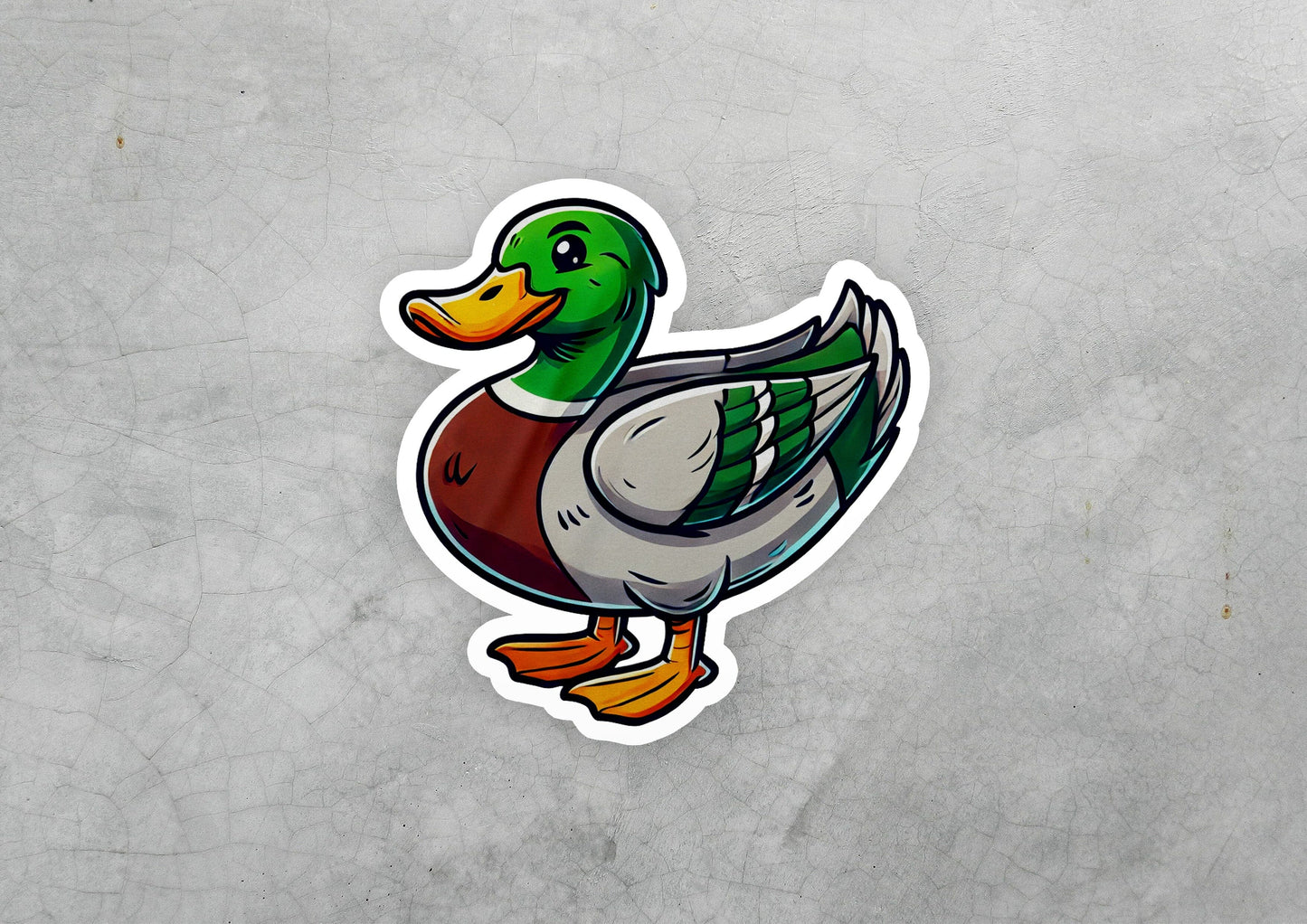 a sticker of a duck on a gray background