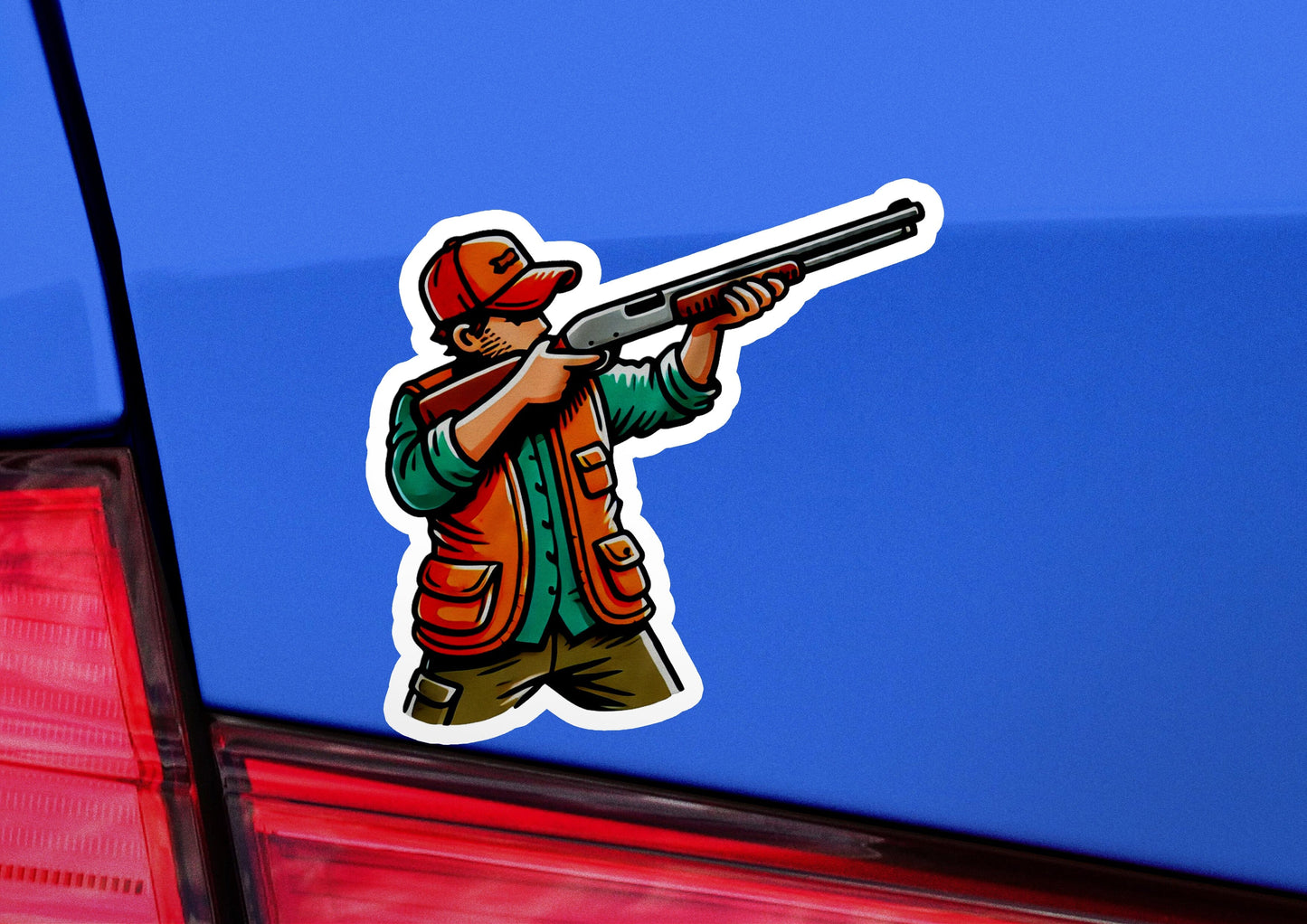 a sticker of a man holding a gun