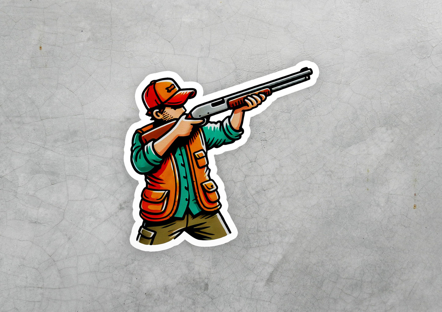 a sticker of a man holding a gun