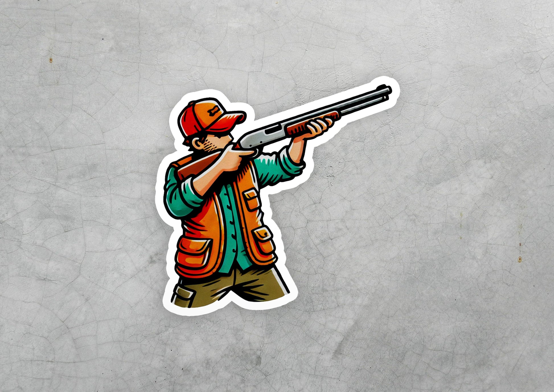 a sticker of a man holding a gun