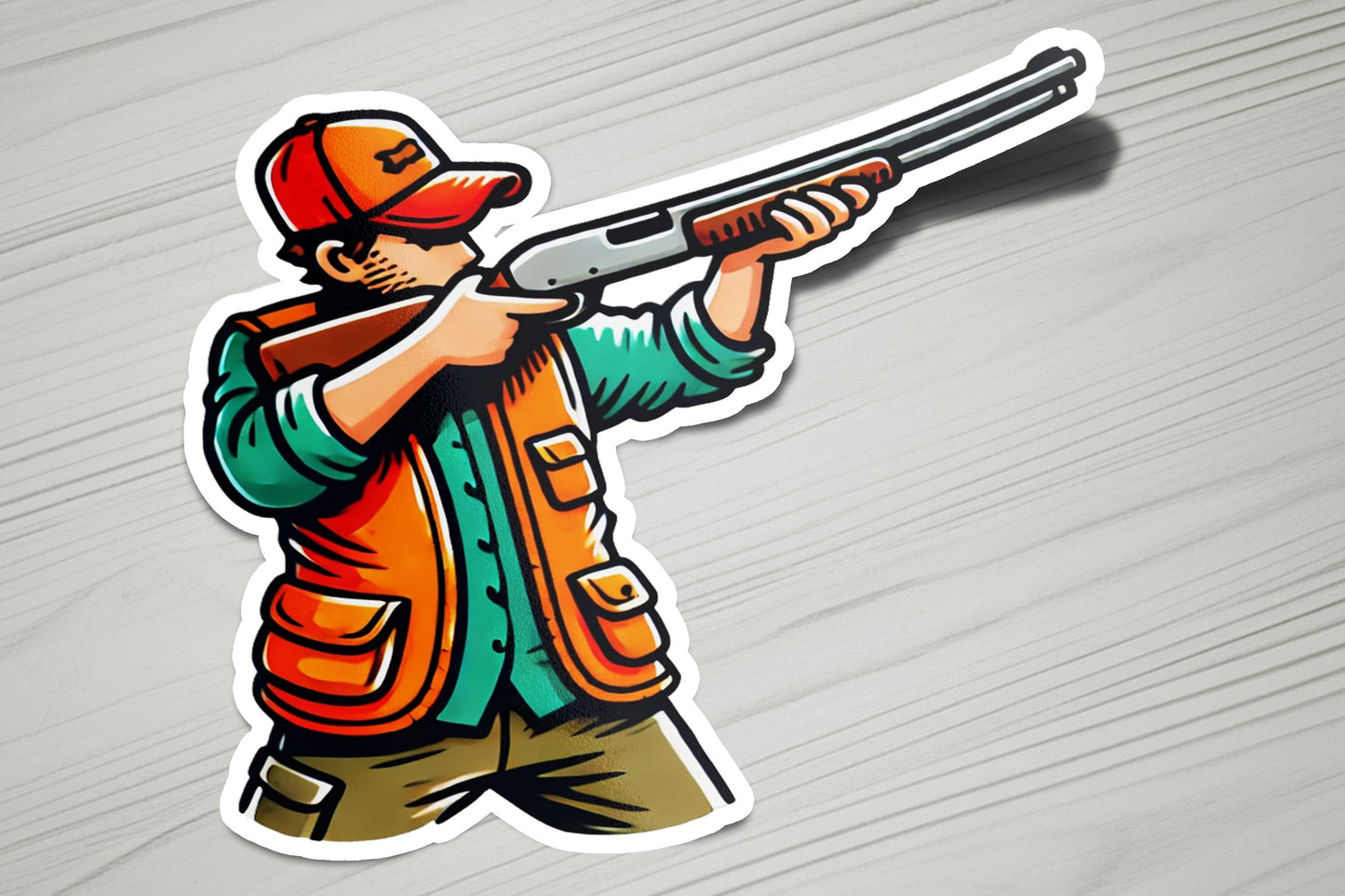 a sticker of a man holding a gun