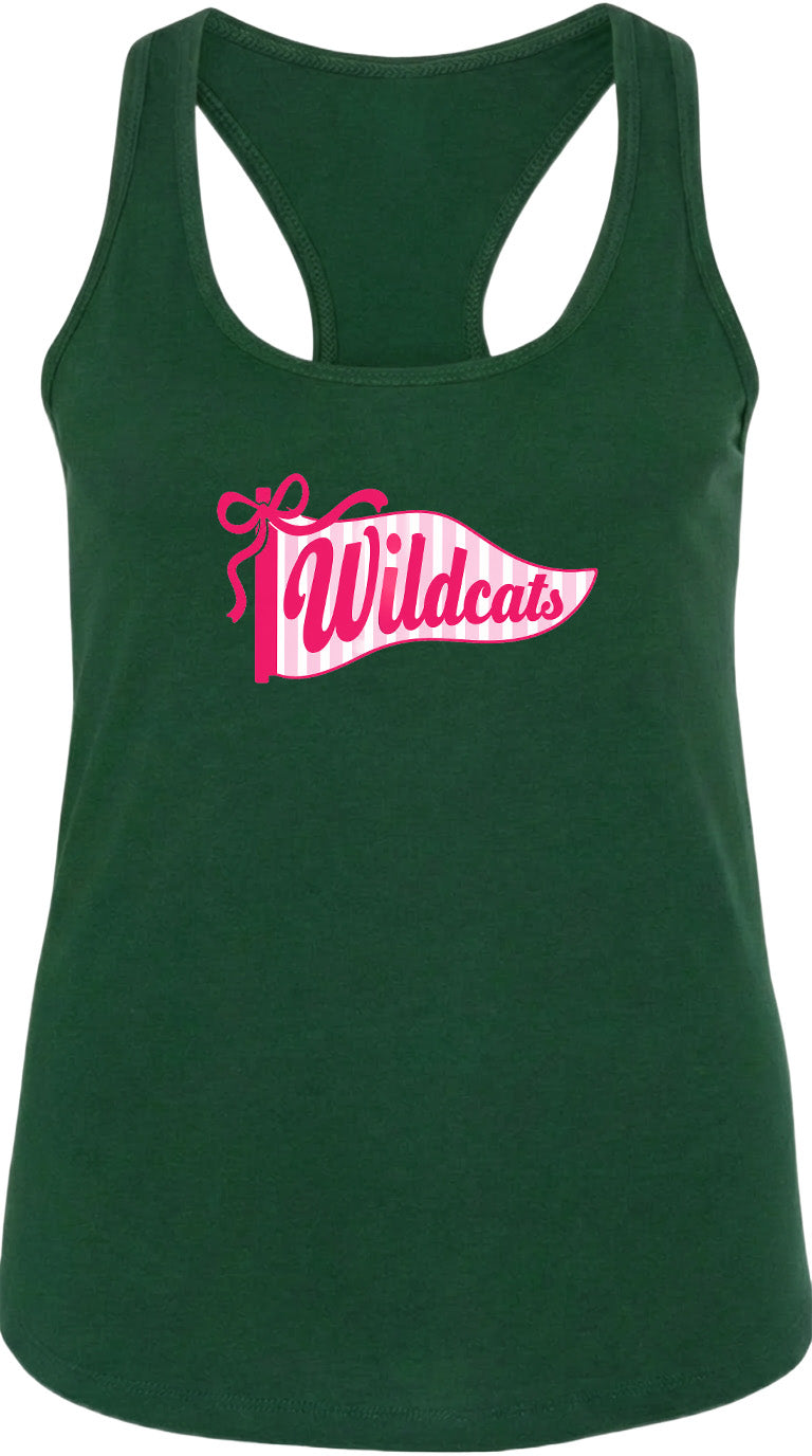 A green tank top with a pink banner that says "Wildcats" on it.