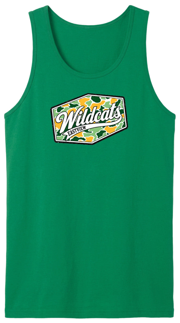 A green tank top with a logo on it.