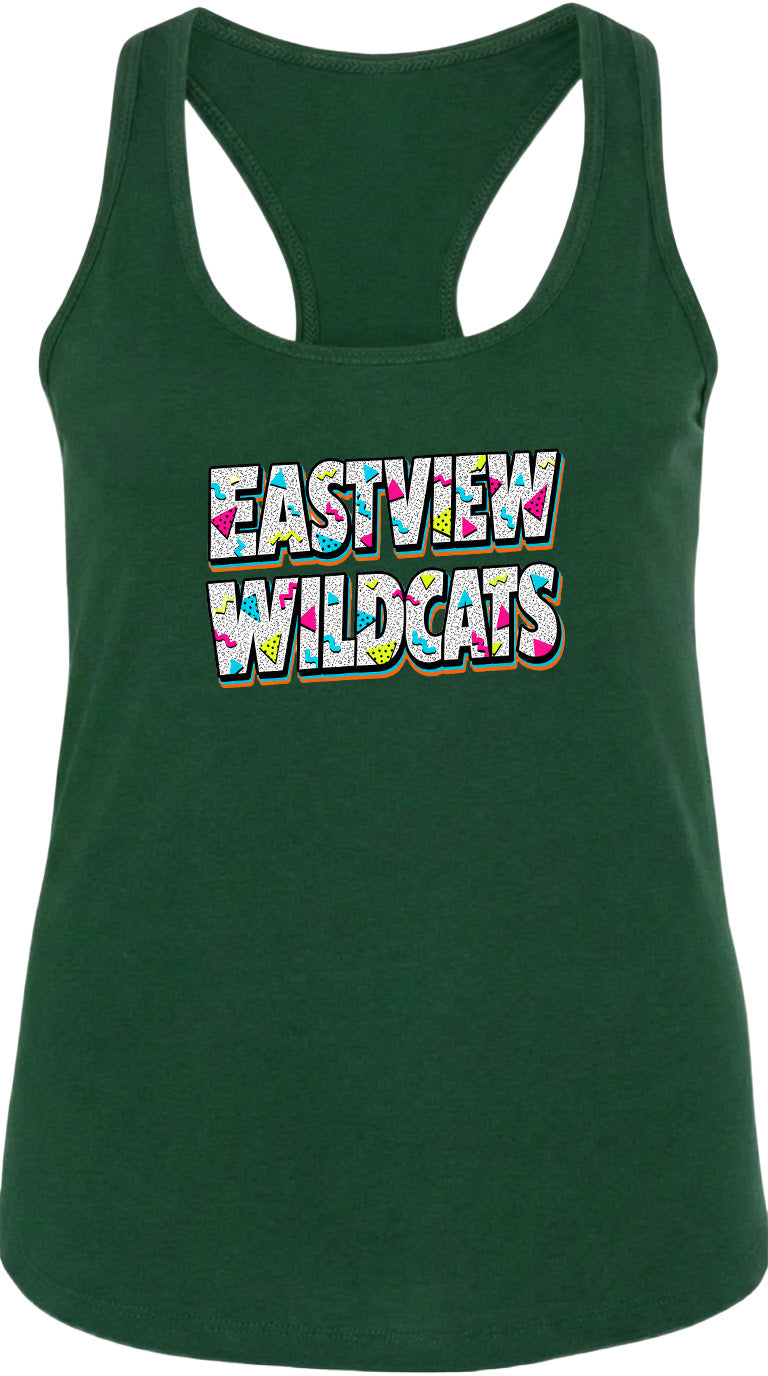 A green tank top with the text "EASTVIEW WILDCATS" printed on it.