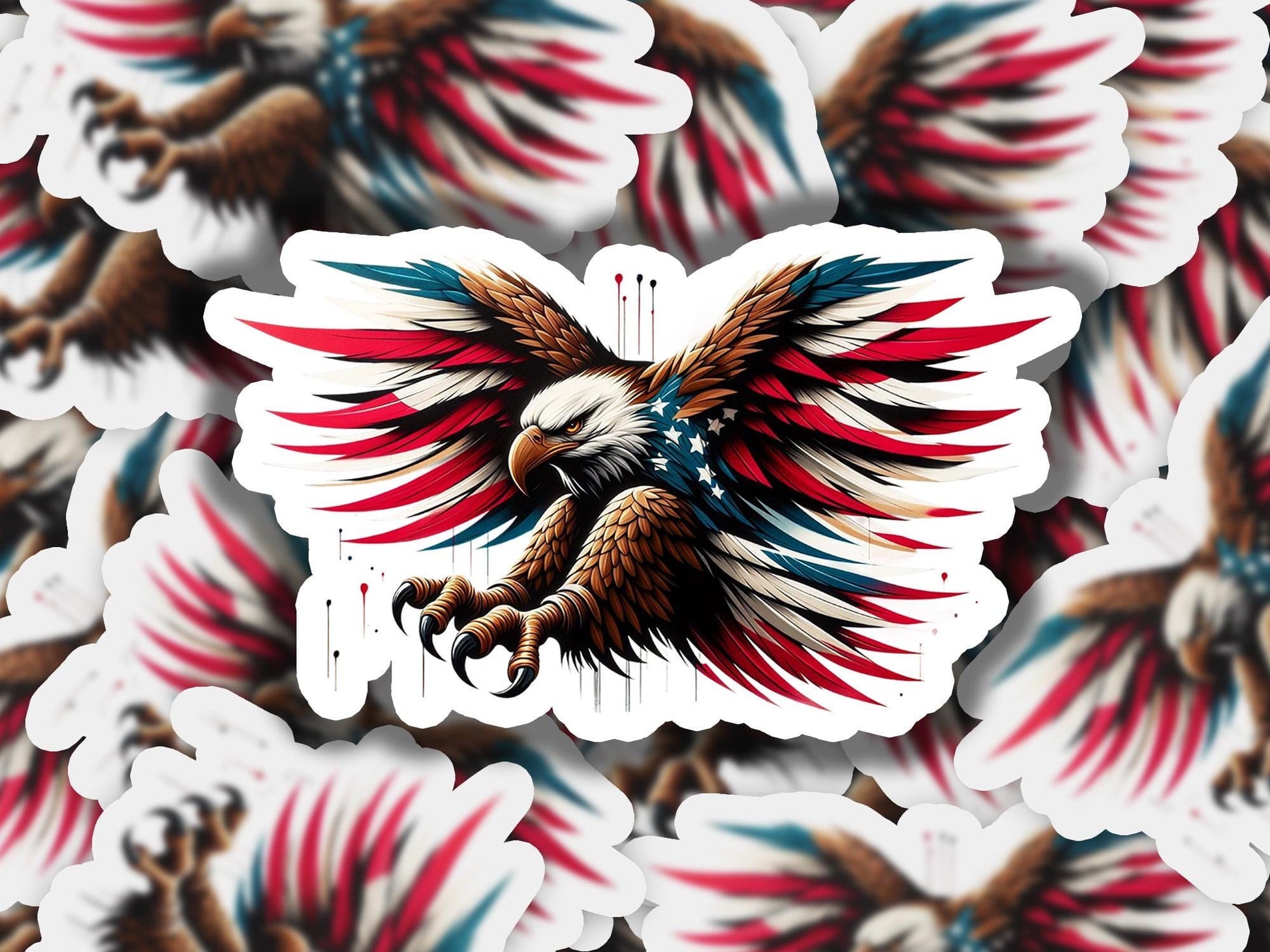a close up of a sticker with an eagle on it