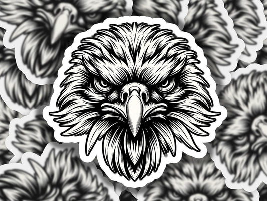 a sticker of an eagle&#39;s head surrounded by flowers