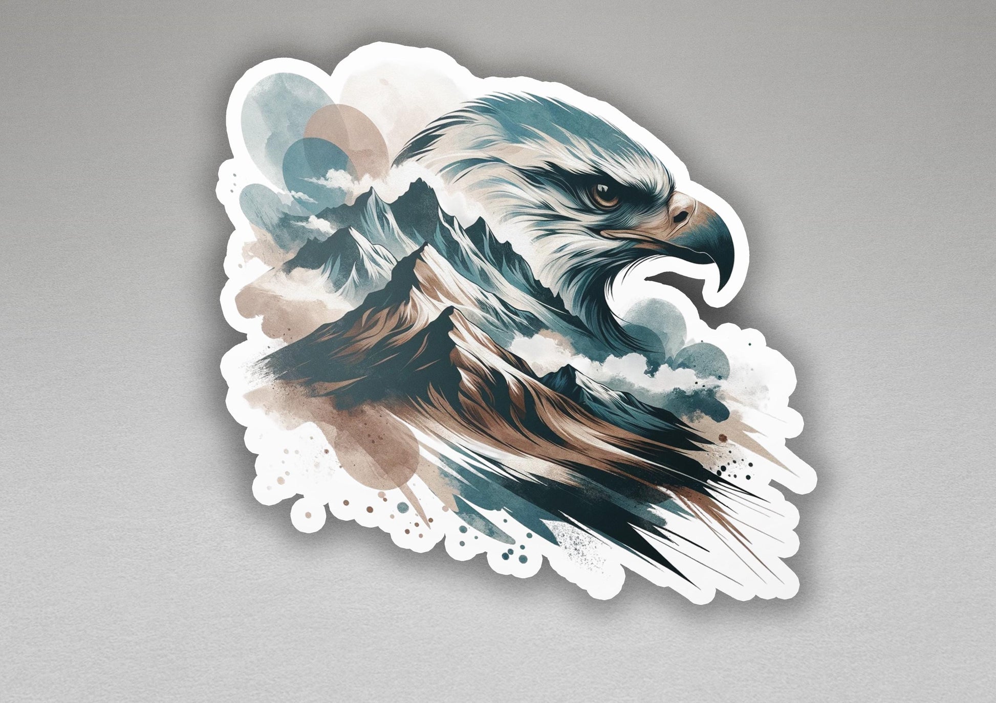 a sticker of an eagle on a gray background