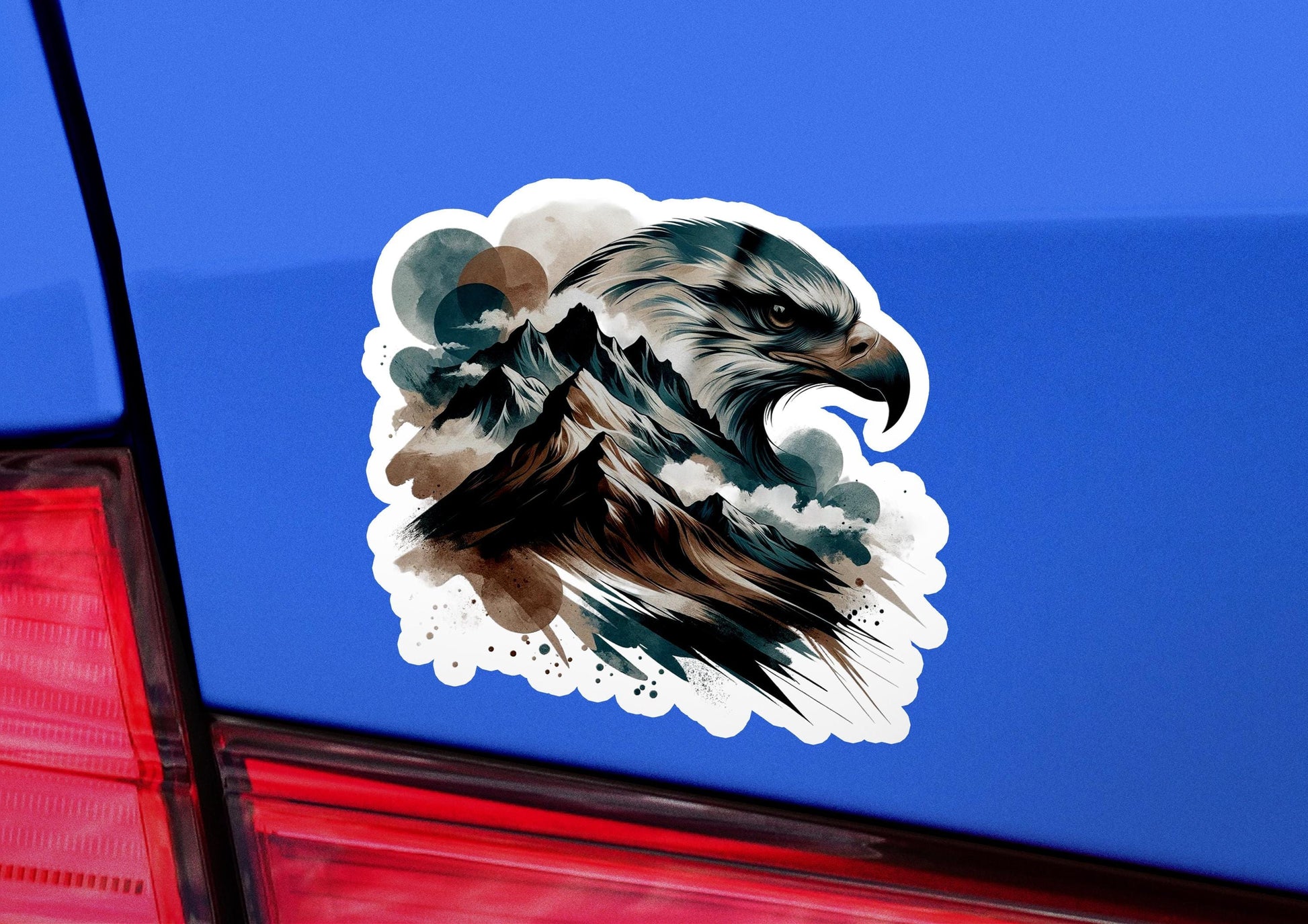 an eagle sticker on the back of a car