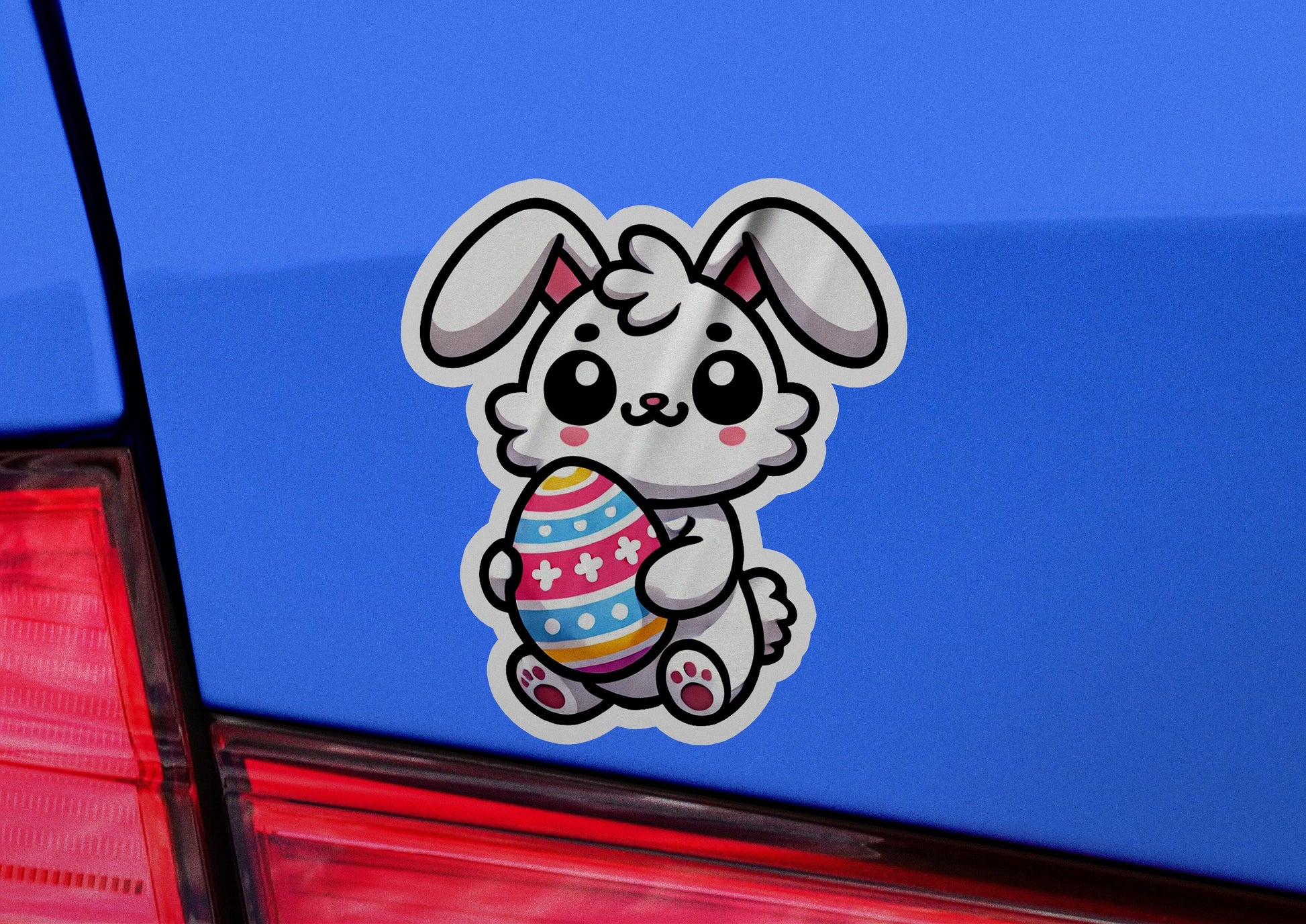 a close up of a car with a sticker on it