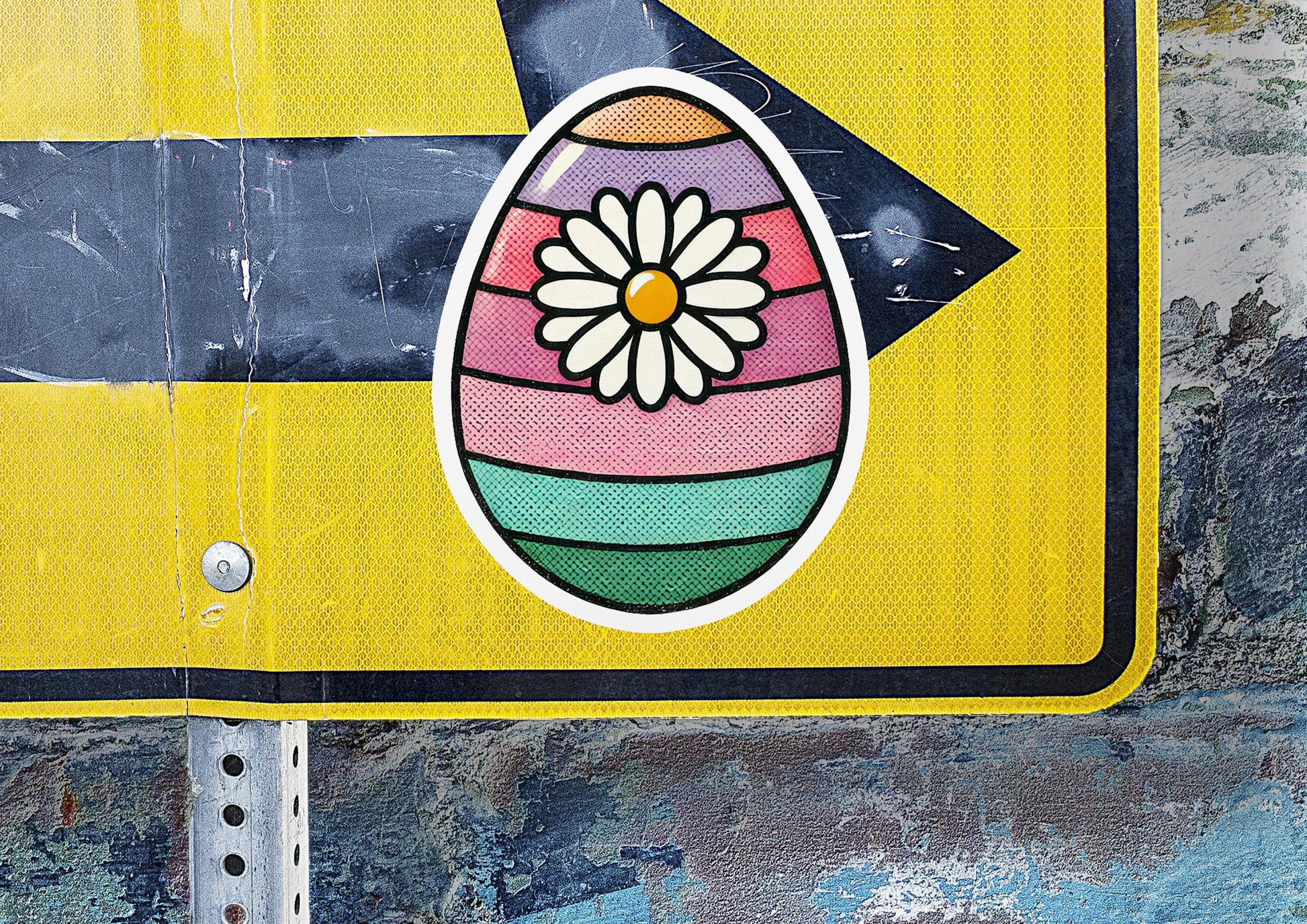 a close up of a street sign with a flower on it
