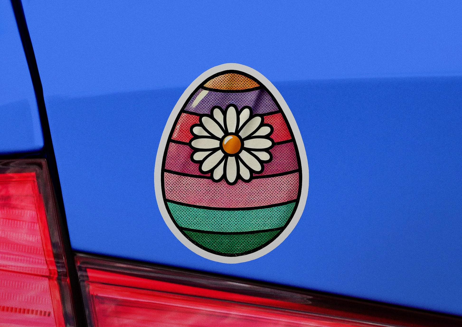 a close up of a car with a sticker on it