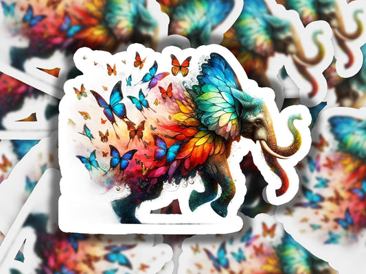 a picture of an elephant with butterflies on it