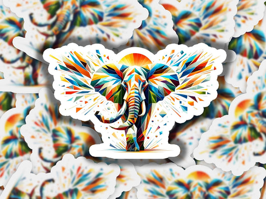 an elephant with colorful paint splatters on it's face