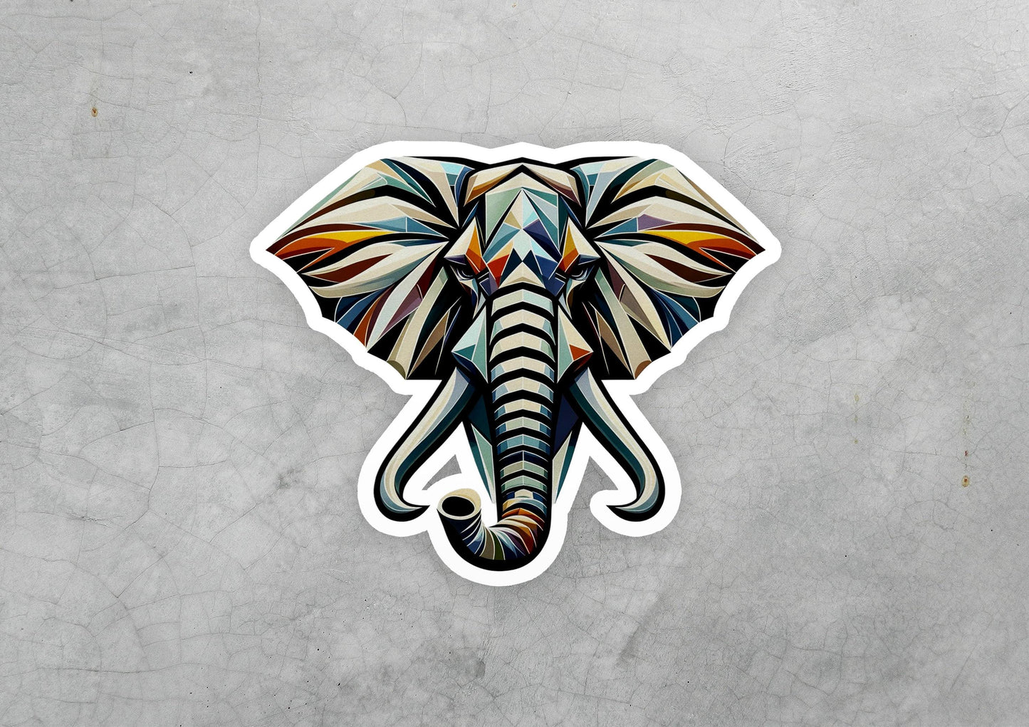 a sticker of an elephant on a gray background