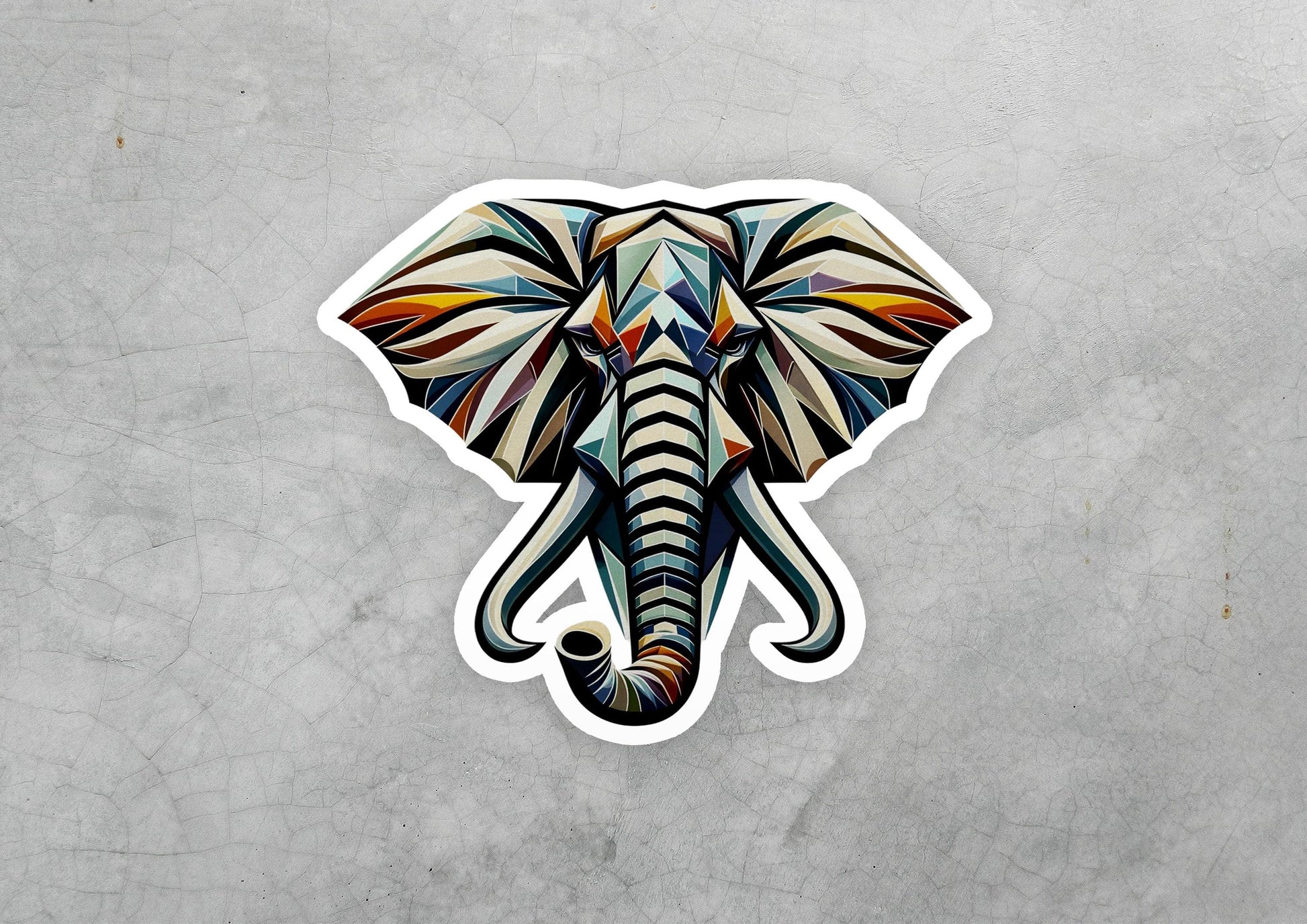 a sticker of an elephant on a gray background