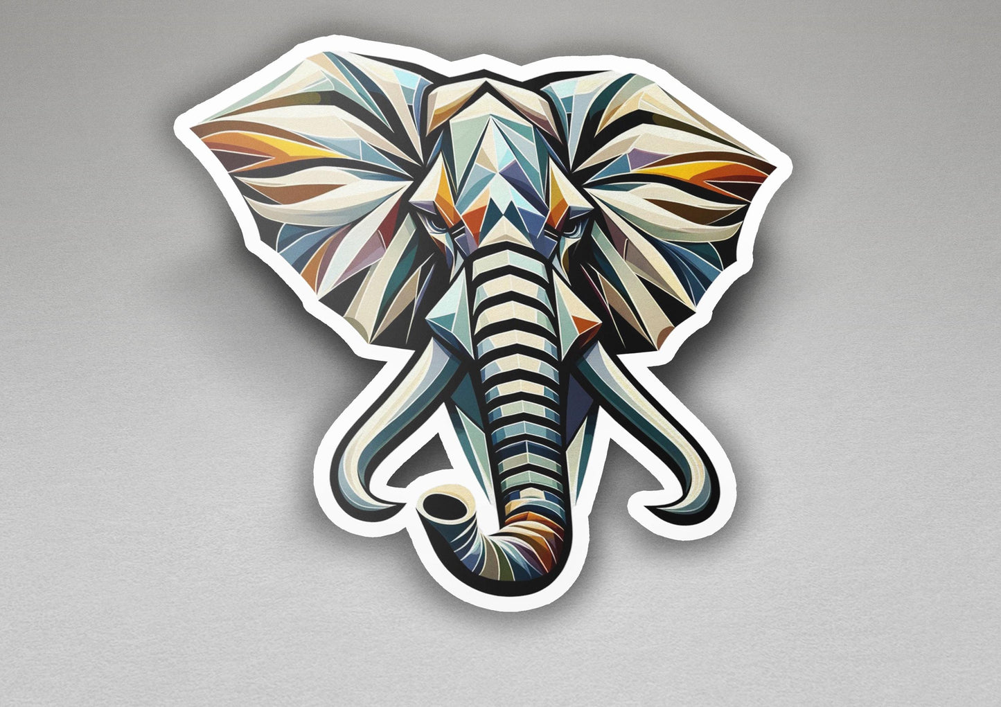 a sticker of an elephant's head on a gray background