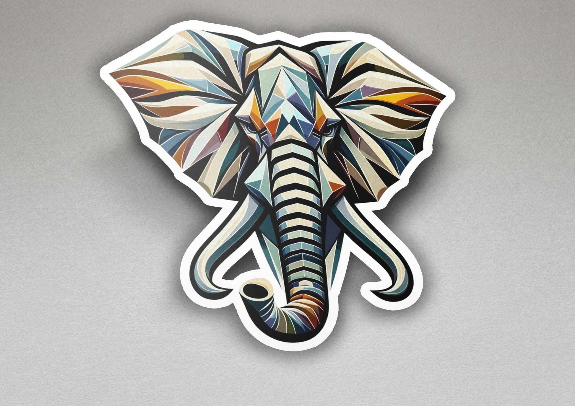 a sticker of an elephant's head on a gray background