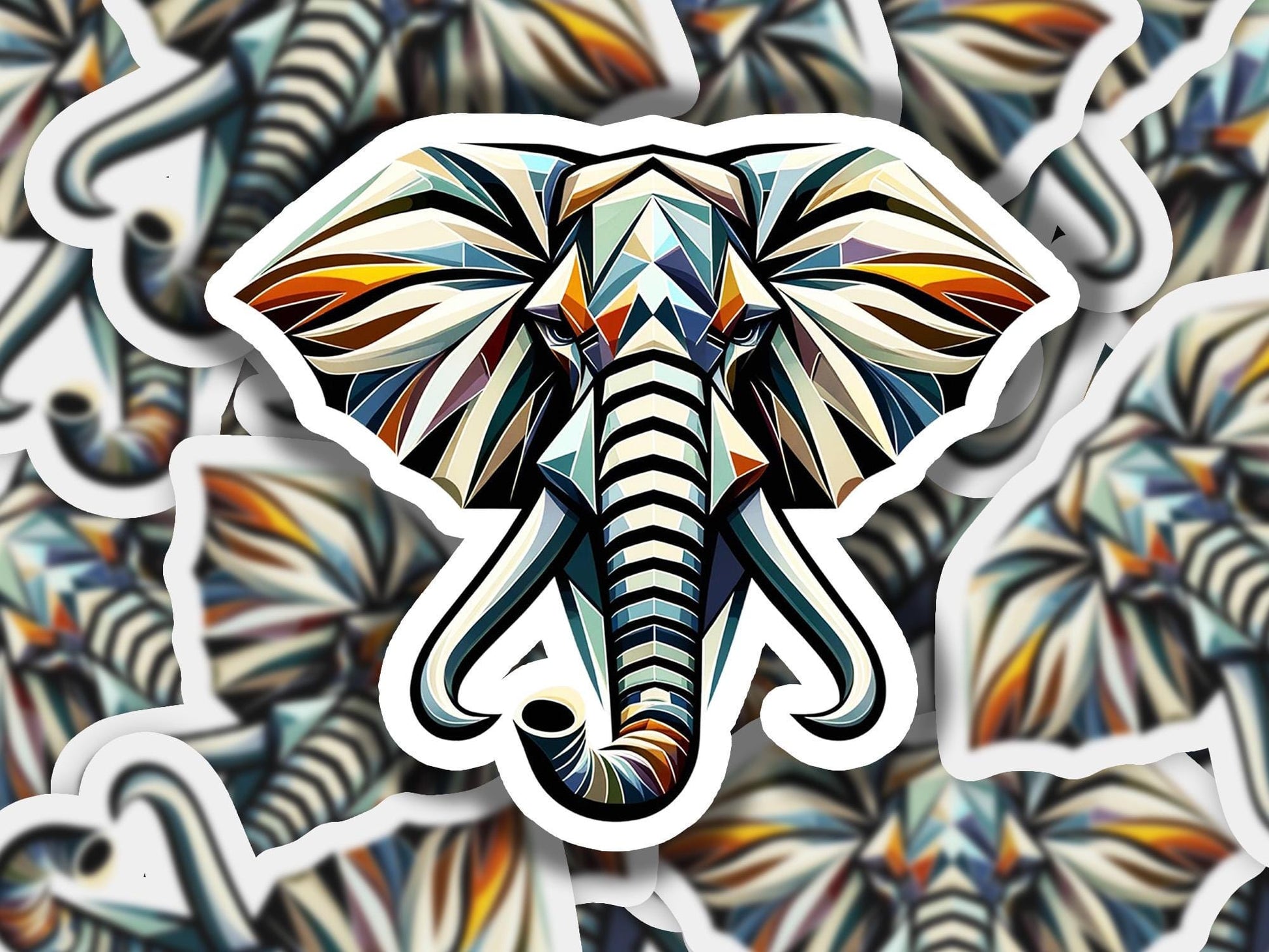 a sticker of an elephant's head is shown