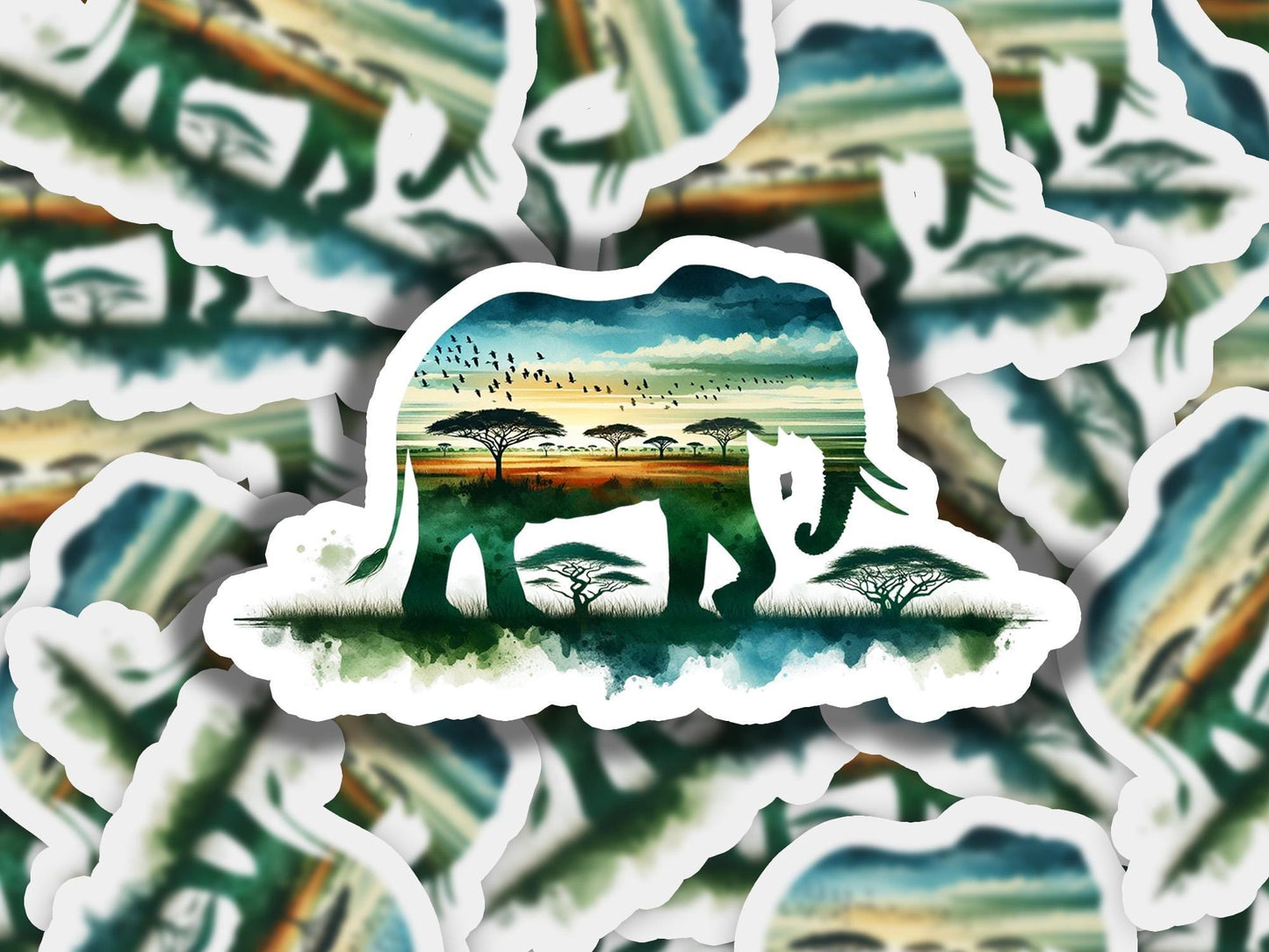 a picture of an elephant with trees in the background
