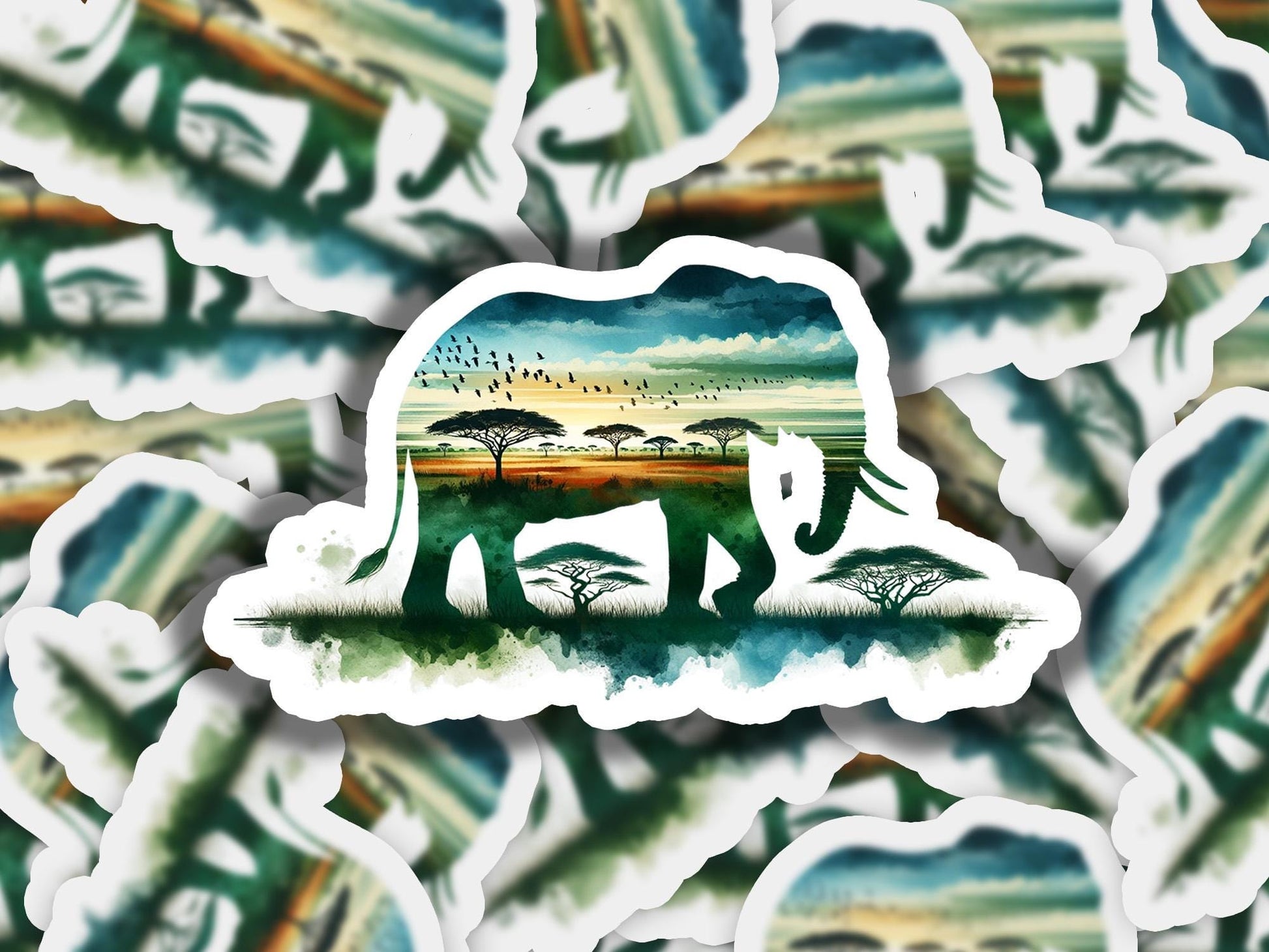a picture of an elephant with trees in the background