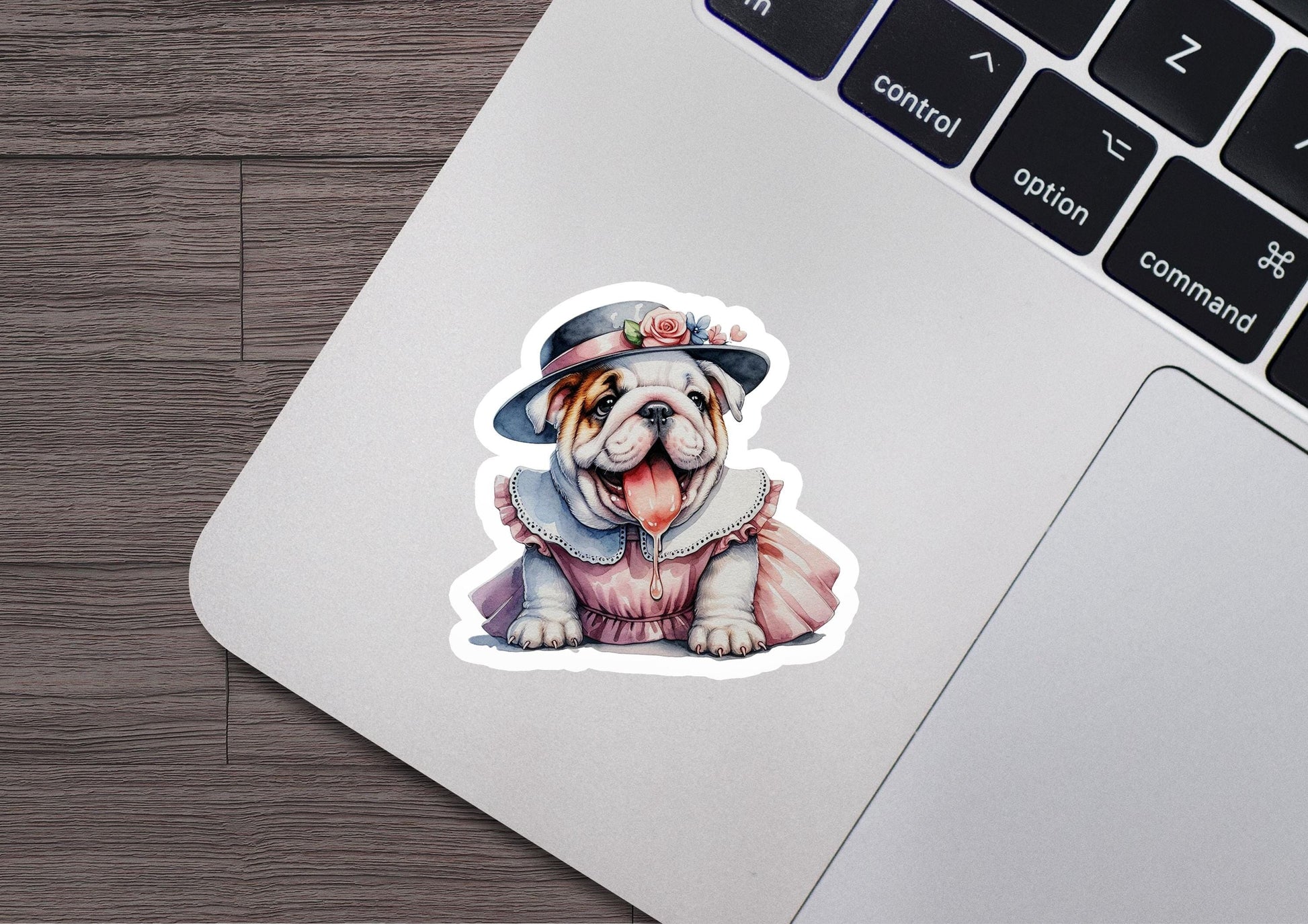 a sticker of a dog wearing a hat