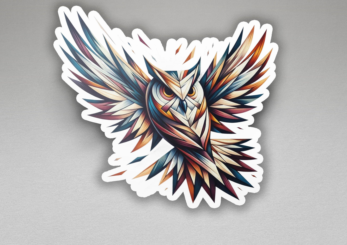 a sticker of a bird with colorful wings