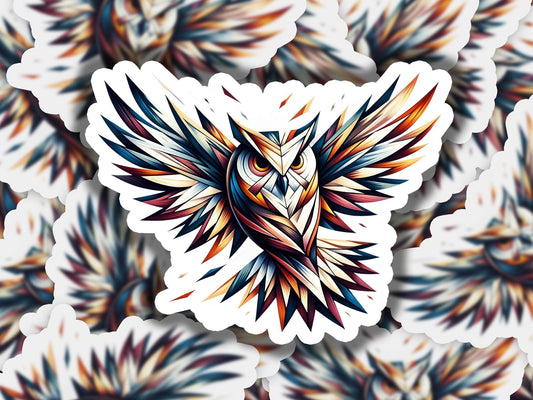 a sticker of a bird with colorful feathers