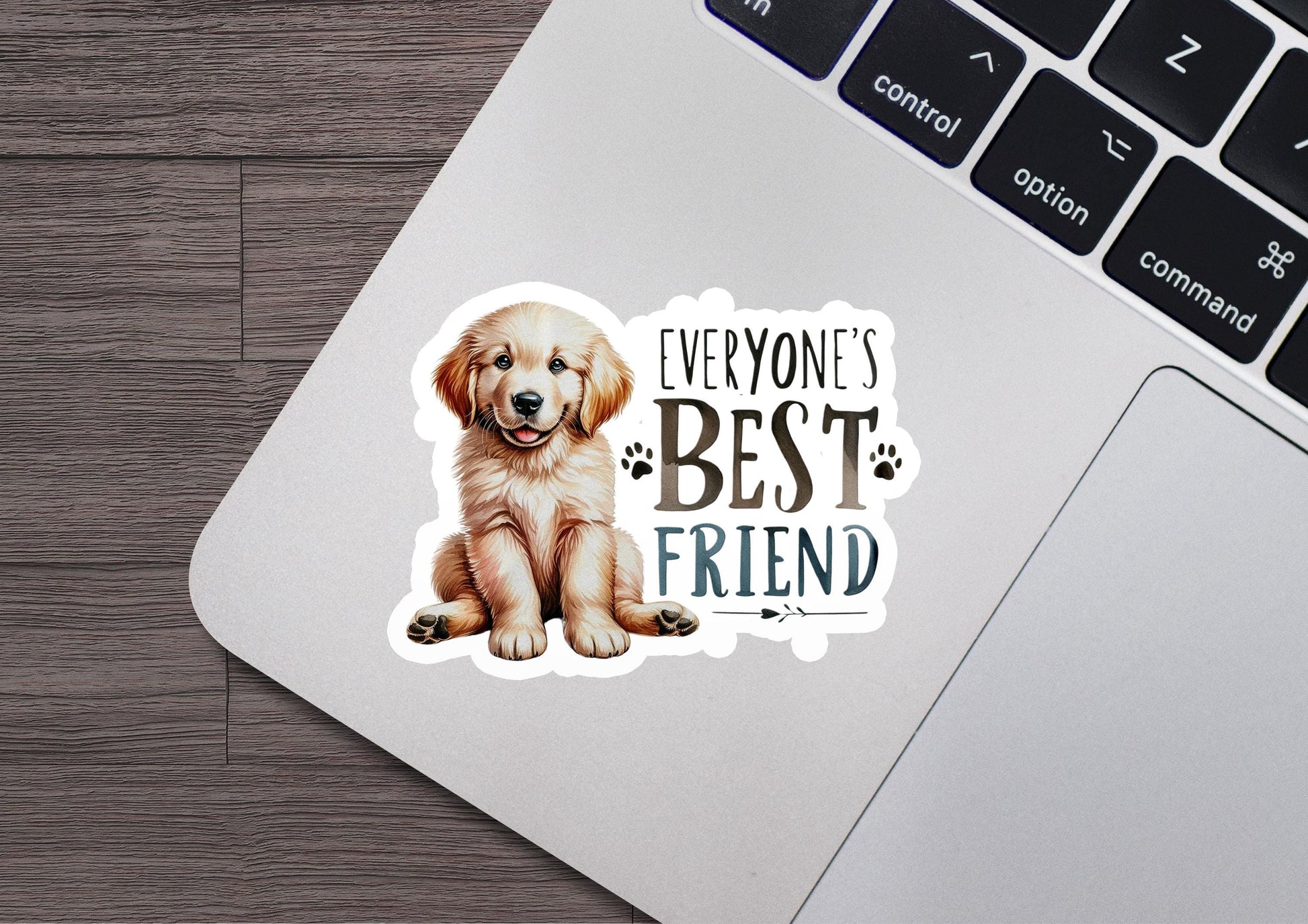 a laptop with a sticker of a dog on it