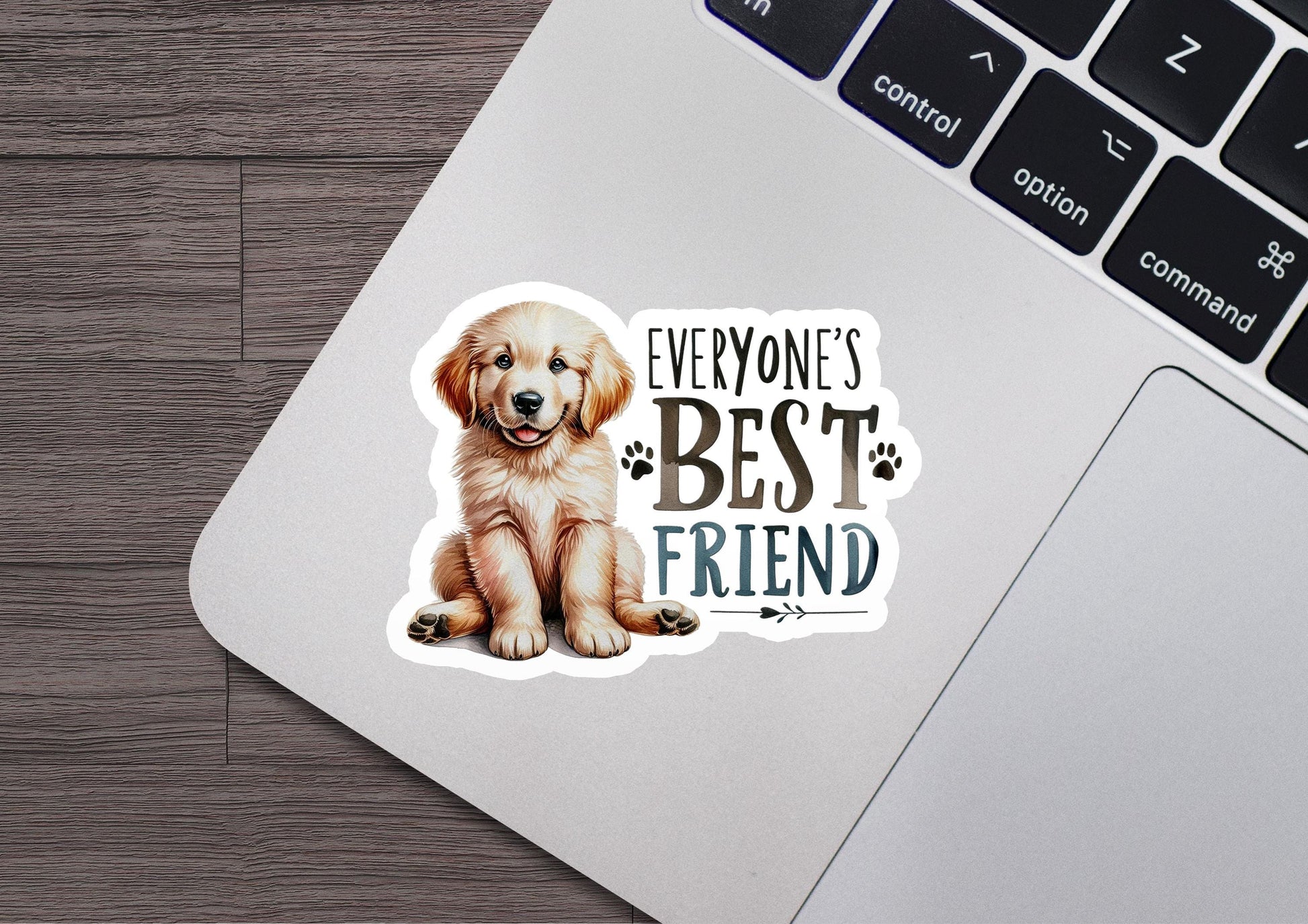 a laptop with a sticker of a dog on it
