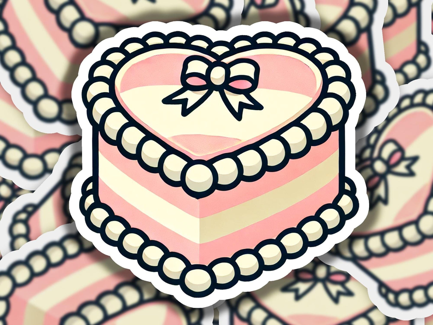 a heart shaped cake with a bow on top of it