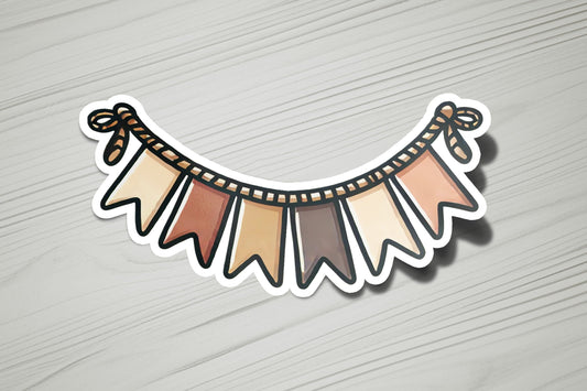 a sticker with a ribbon around it