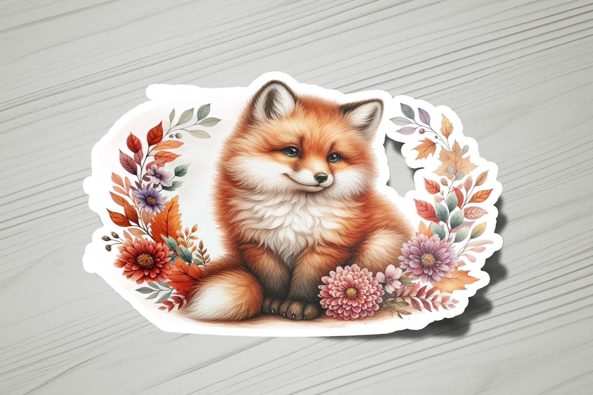 a sticker with a picture of a fox on it