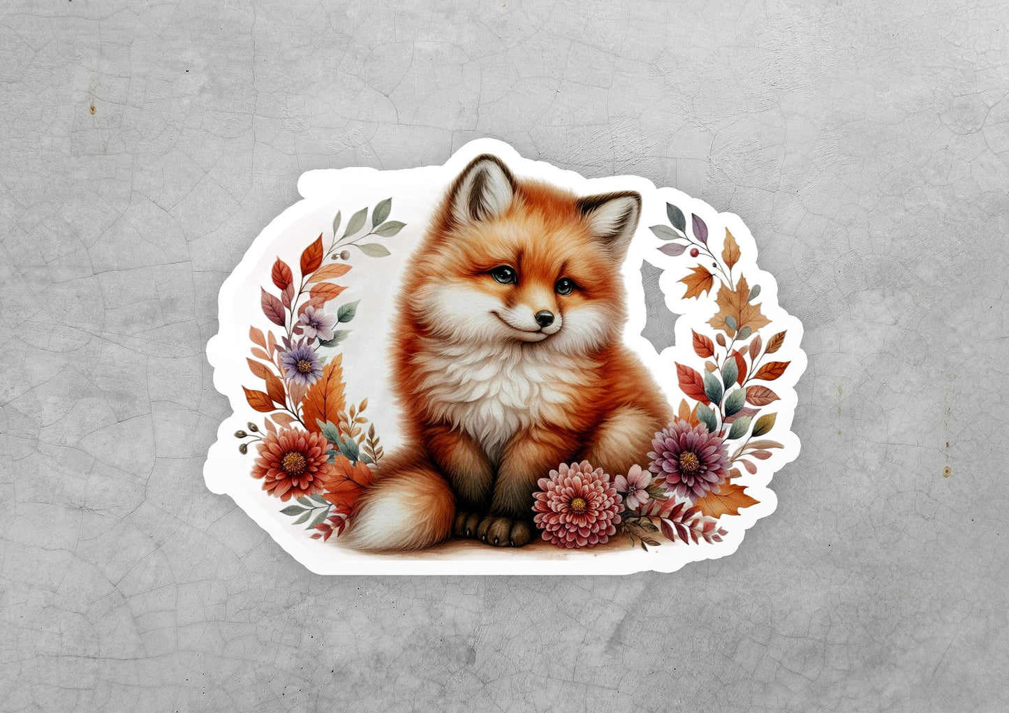 a sticker with a picture of a fox on it