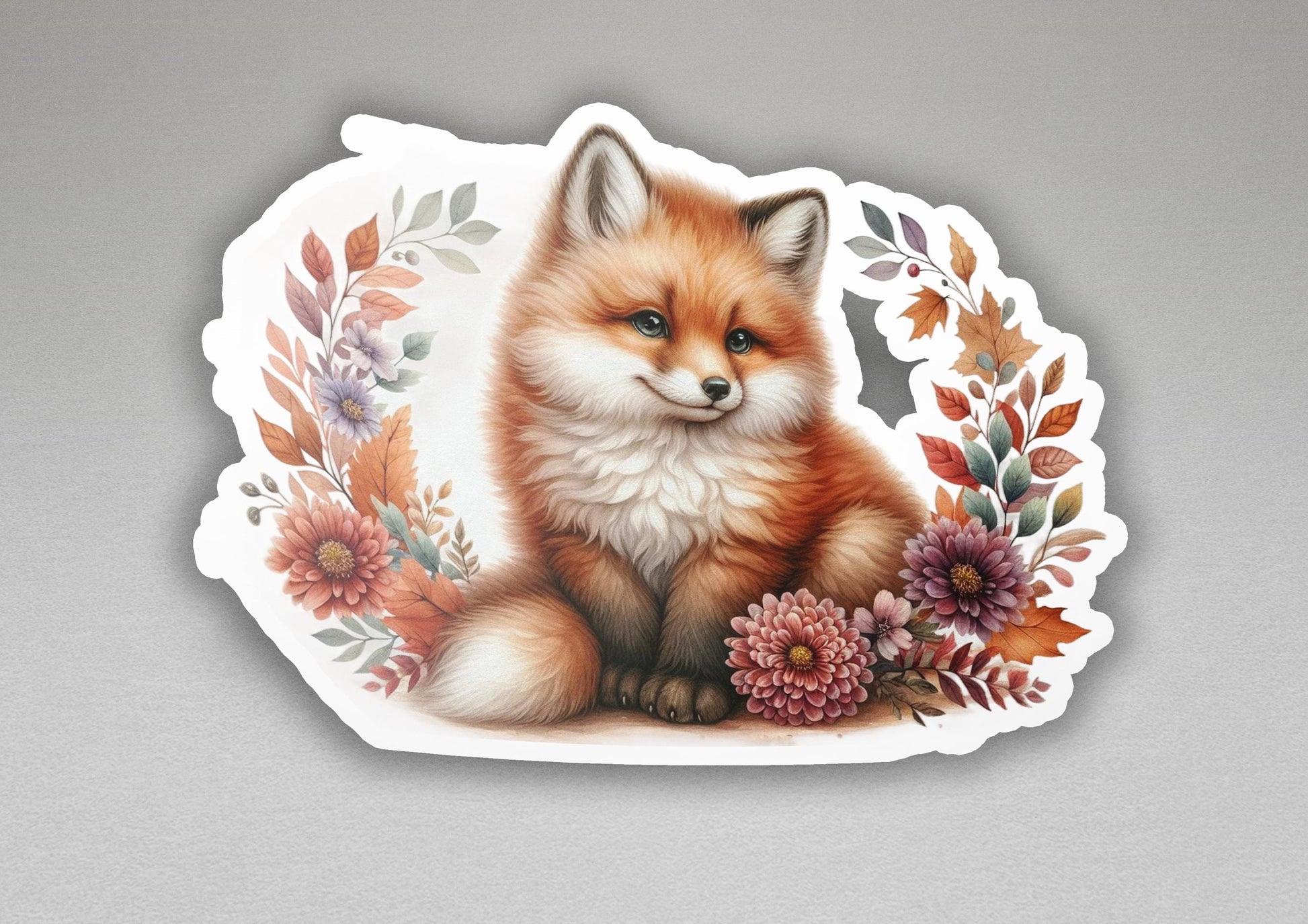 a sticker with a picture of a fox on it