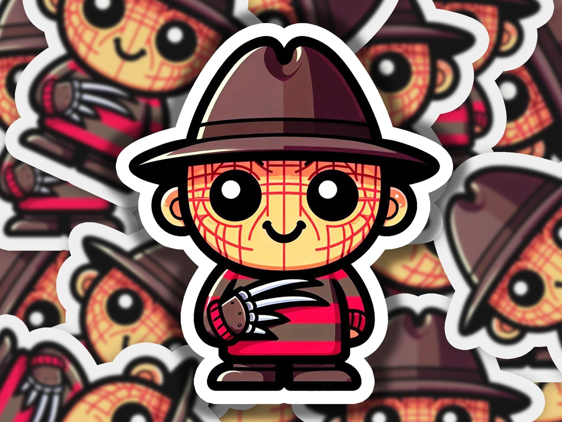 a sticker of a cartoon character surrounded by other stickers